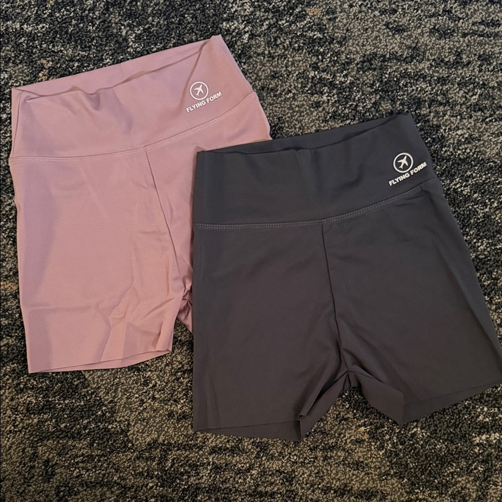 High-Waist Women's Bike Shorts — Mauve and Charcoal
